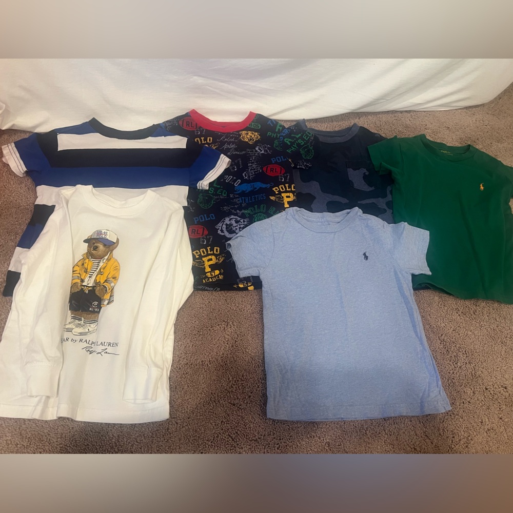 Polo by Ralph Lauren White and Blue Short Sleeve Tees